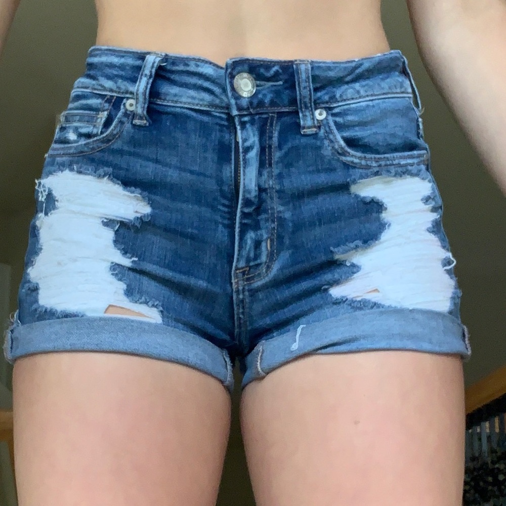 American Eagle Blue ripped shorts